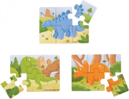 wooden puzzles 3-in-1 dinosaurs BIGJIGS TOYS