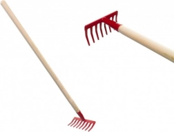 Rastrello da giardino per bambini con manico in legno – Rosso