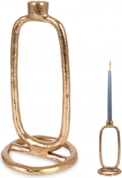 Candeliere in alluminio dorato per candela lunga 24 cm