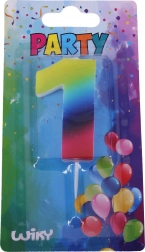 Party candle number 1 rainbow