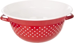 Enamelled kitchen bowl with handles red with polka dots 34 cm, 9 l