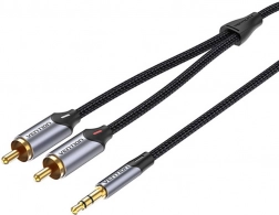 Audio kábel 2xRCA na 3,5 mm Vention BCNBG 1,5 m (sivý)