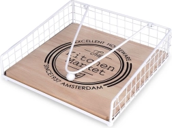 Portatovaglioli bianco in metallo con pressino 18,5 × 18,5 cm