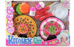 Set di stoviglie e cibi in plastica per bambini