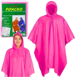 Poncho impermeabile rosa con cappuccio, riutilizzabile 132 × 203 cm