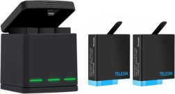 Three-slot Telesin Charger with 2 Batteries for GoPro Hero 8