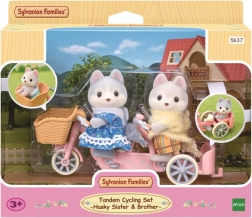 Sylvanian Families Husky siblings on a bike – tandem set