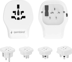 universal travel adapter 20 W with USB, white