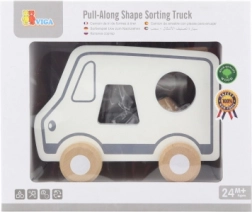 Camion in legno con cordicella e gioco di incastri