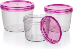 Set of Round Plastic Food Containers, 3 pcs