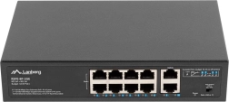 LANBERG 8-port PoE+ switch 10/100 Mb/s med 2× gigabit-uplink til rack