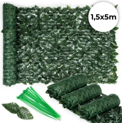 Sztuczny bluszczowy płot 500x50 cm na balkon w zielonym kolorze