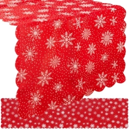 Christmas Table Runner Red with White Snowflakes 150 x 35 cm