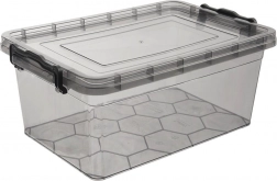 Plastic food storage box with lid, gray, 14 l