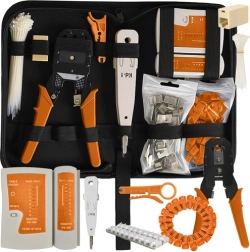 RJ45 RJ11 Cable Tester, Network Tool Set with Stripper and Crimper, 145 Pieces BIGSTREN