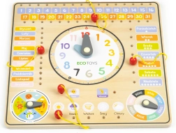 Lavagna didattica in legno - Calendario e Orologio