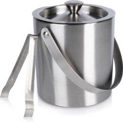 Secchiello termico in acciaio inox con pinze, coperchio e manico 1,7 l