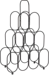 Metal vinreol, sort, 9 flasker, 36 × 56 cm
