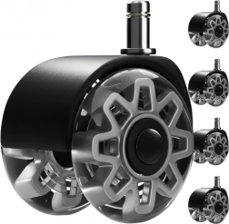 Graue Rollen für Bürostuhl 2,5" RUHHY, Set mit 5 Stück, leise, verkratzt den Boden nicht