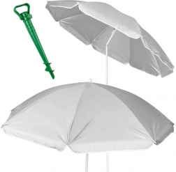 Ombrellone da spiaggia e giardino con protezione UV 150 cm – grigio, pieghevole e regolabile in altezza
