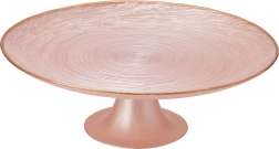 Plateau à gâteau en verre rose sur pied 28 cm