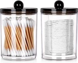 Set di barattoli per cotton fioc e dischetti struccanti, 2 pezzi