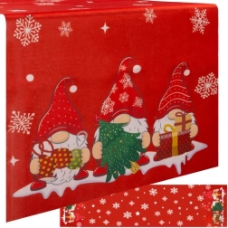 Christmas table runner with gnomes 220 × 40 cm