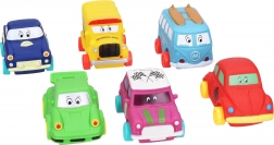 Zacht plastic autootje 9 cm met vrijlopende wielen