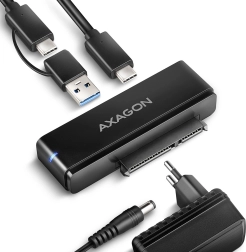 USB‑C 10Gbps to SATA Adapter for 2.5"/3.5" SSD/HDD FASTPORT X with power supply and 60 cm cable