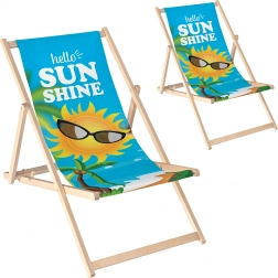 Set van 2 opvouwbare houten ligstoelen voor tuin en strand, verstelbaar