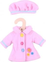 Pink buttoned coat for a doll