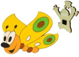 Wooden yellow butterfly magnet Dodo