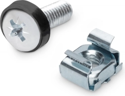 M6 mounting screws, 19.8 mm, with cage nuts and washers for 10" and 19" racks, set of 50, silver – DIGITUS