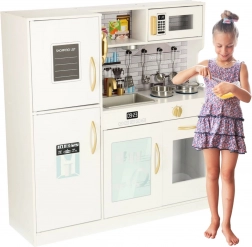 Cucina giocattolo in legno per bambini con frigorifero, microonde e accessori