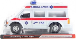 Plastic friction-powered ambulance with opening doors
