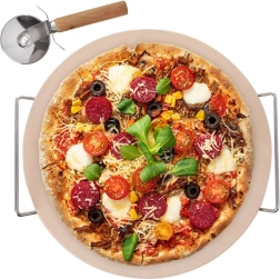 Ildfast pizzasten med stativ og pizzaskærer, 3-delt sæt