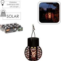 Solarny wiszący lampion z efektem płomienia, czarny, 7 × 7 × 9 cm