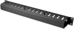 1U kábelrendező 19″-es rackhez, kábelcsatorna, fekete RAL 9005