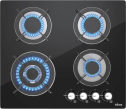 IsEasy gas cooktop with glass surface, 4 burners