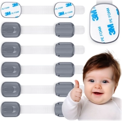 RICOKIDS child safety locks for cabinets, 6 pcs, gray