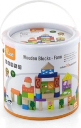 Wooden Farm Building Set – 50 Blocks in a Bucket