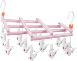Opvouwbaar droogrek met knijpers, 14 knijpers, roze
