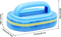 Universal cleaning sponge with handle for kitchen and bathroom