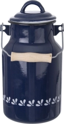 Enamel retro milk can 2 L blue-white