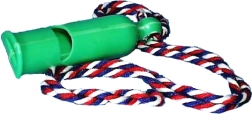 Signal plastic whistle with neck lanyard, 7 cm, mix of 4 colors, 50 pcs in box