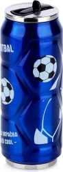 Gobelet isotherme en forme de canette avec motif de football, bleu 500 ml