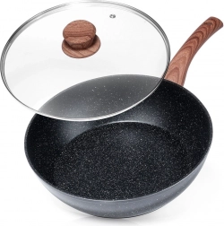 Granite frying pan with glass lid BLACK&WOOD 28 cm, 3.5 l