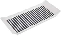 Pravokutna poslužavna tacna 29,5 × 13 cm s crno-bijelim prugama