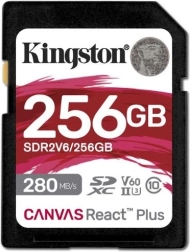 Scheda di memoria Kingston Canvas React Plus 256GB 280/150 MB/s U3 V60 SD