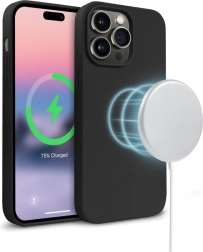 Magnetni silikonski ovitek za iPhone 14 Pro Max z MagSafe, črn